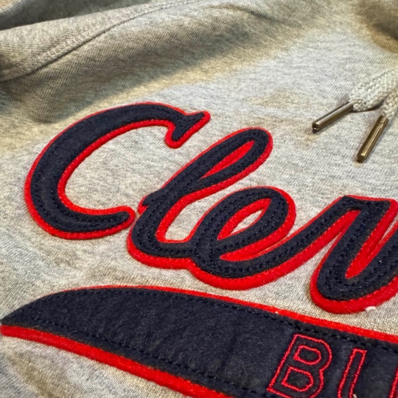 Ebbets Field Flannels Cleveland Buckeyes French Terry Script Hooded Sweatshirt M - Picture 2 of 5